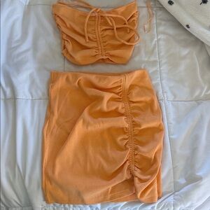 Zara Orange Ribbed Two-Piece Set